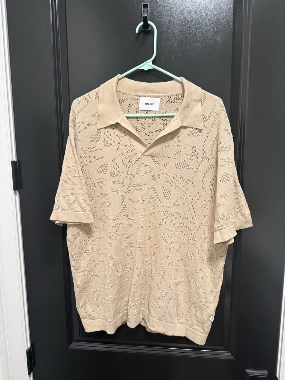 NN.07 Men's Cream Knit Polo - Lightweight Open-Collar Top